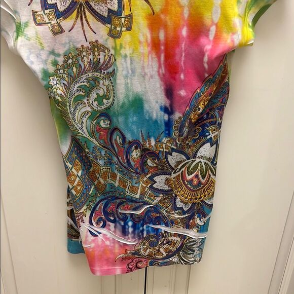 Y2K Cache Vintage Diamanté Studded Floral Paisley Fitted T-shirt - Picture 8 of 9